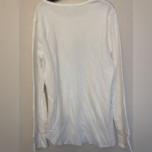 OLD NAVY crew neck white Long Sleeve Thermal waffle Knit Top womans XL